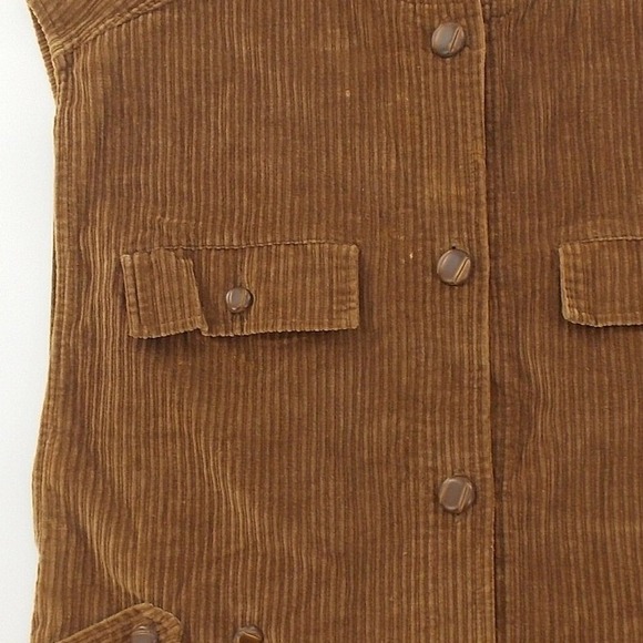 Vintage Corduroy Vest Safari Utility Multi Pocket Womens Size 6 Brown Button Up - Picture 2 of 7
